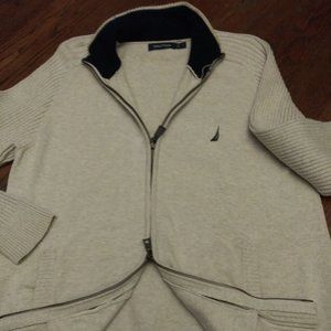 Nautica Men's Sweater Long Sleeve Full Zip BEIGE